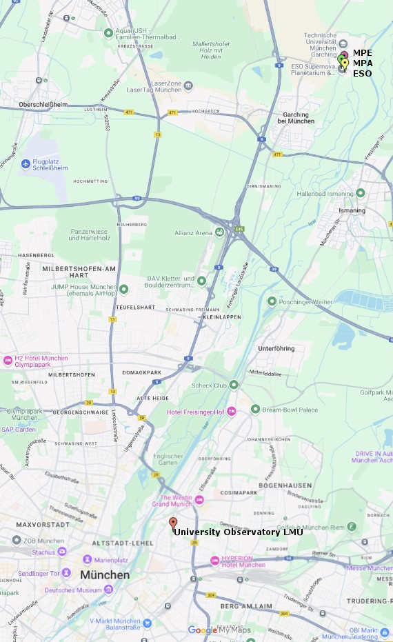 Map showing location of the four instiutes 